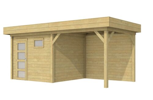 Blokhut Bonte Kraai 300x250 cm + luifel 300 cm - Geïmpregneerd