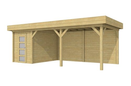 Blokhut Kiekendief 200x300 cm + luifel 500 cm - Geïmpregneerd