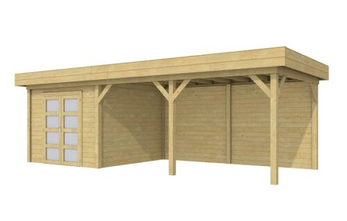 Blokhut Bosuil 300x300 cm + luifel 500 cm - Geïmpregneerd