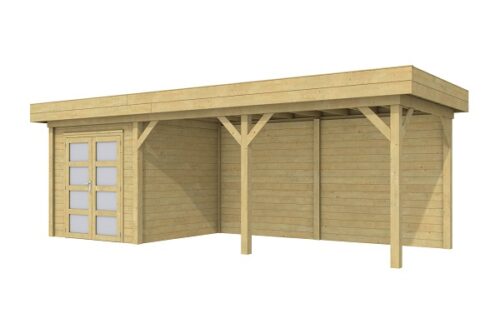 Blokhut Kolibri 250x250 cm + luifel 500 cm - Geïmpregneerd