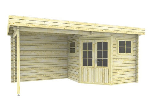 Blokhut 2556Z 250x250 cm + luifel 250 cm - gecoat