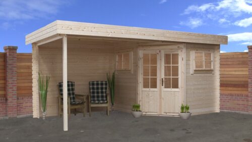 Blokhut 2556Z 250x250 cm + luifel 250 cm - geïmpregneerd