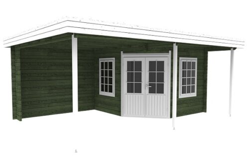 Blokhut 3056Z 275x290 cm + luifel 275 cm - gecoat