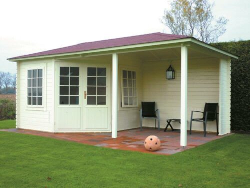 Blokhut 3555Z 350x350 cm + luifel 350 cm - geïmpregneerd