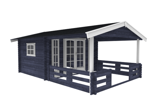 Blokhut 3830L 380x300 cm + voorluifel 280 cm - gecoat