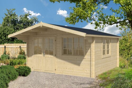 Blokhut Inge 420x420 cm + luifel 120 cm - geïmpregneerd