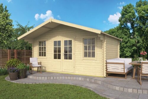 Blokhut Skyler 500x320 cm + luifel 100 cm - geïmpregneerd