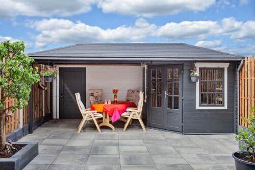 Blokhut Niklas 250x250 cm + zijluifel 325 cm - geïmpregneerd