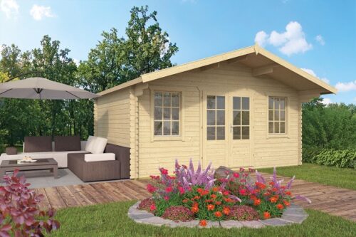 Blokhut Viggo 500x400 cm + luifel 100 cm - geïmpregneerd