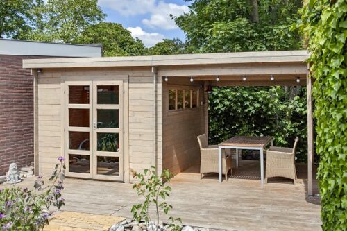 Blokhut Dellinger 300x300 cm + zijluifel 300 cm