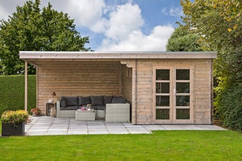 Blokhut Diederick 275x375 cm + luifel 375 cm - geïmpregneerd
