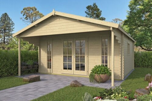 Blokhut Emiel 500x500 cm + luifel 170 cm - geïmpregneerd