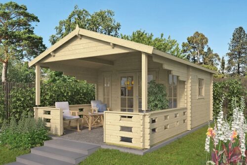 Blokhut Sanstrov 380x320 cm + luifel 270 cm - geïmpregneerd