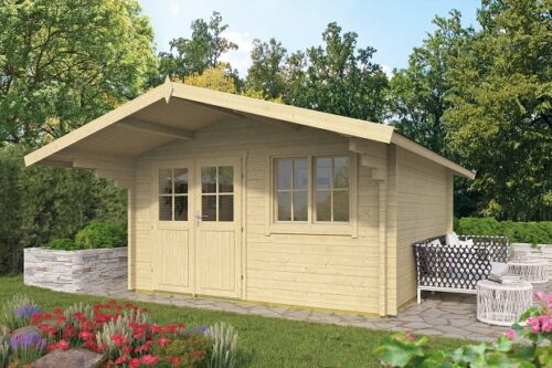 Blokhut Stian 400x400 cm + luifel 140 cm