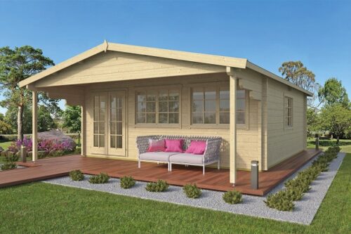 Blokhut Rune 595x595 cm + luifel 200 cm