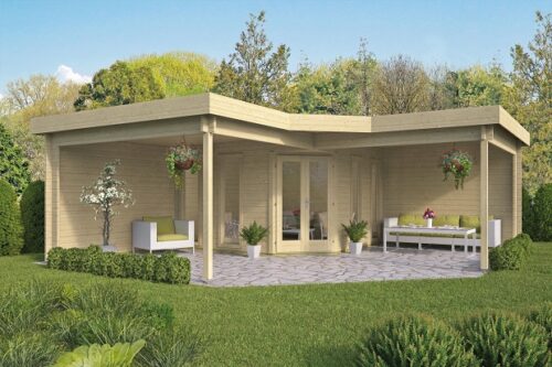 Blokhut Jutka 368x368cm + zijluifels 310 cm