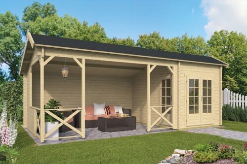 Blokhut Kukka - 700x350 cm - Gratis dakshingles - geïmpregneerd