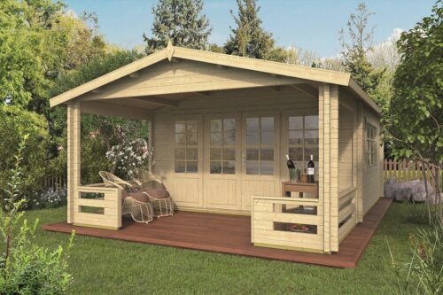 Blokhut Bolton 440x340 cm + luifel 200 cm - geïmpregneerd