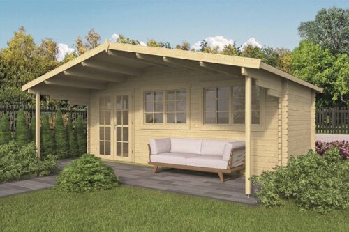 Blokhut Piet 595x300 cm + luifel 200 cm - geïmpregneerd