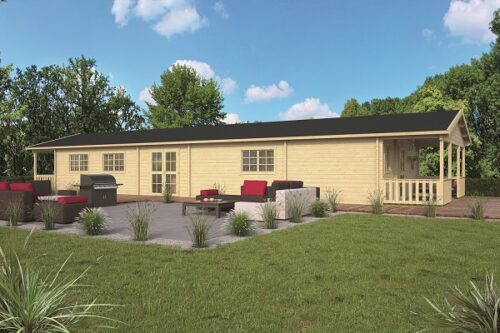 Blokhut Cashel 598x1600 cm + voor- en achterluifel 180 cm