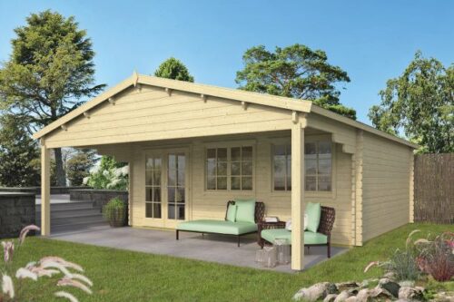 Blokhut Sachsen 600x500 cm + 240 cm luifel