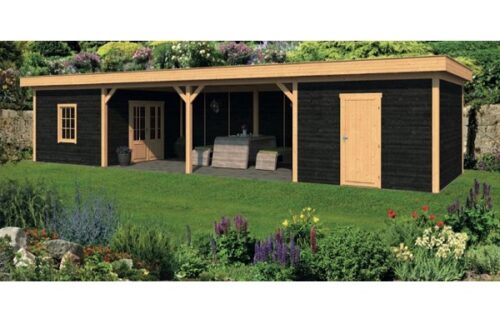 Lariks/Douglas Overkapping Oslo XL type 12 zwart 1303x430 cm