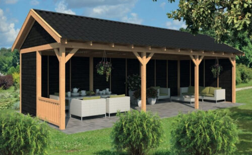 Lariks/Douglas Overkapping Hamar L type 6 zwart 690x395 cm