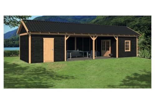 Lariks/Douglas Overkapping Hamar L type 12 zwart 903x395cm