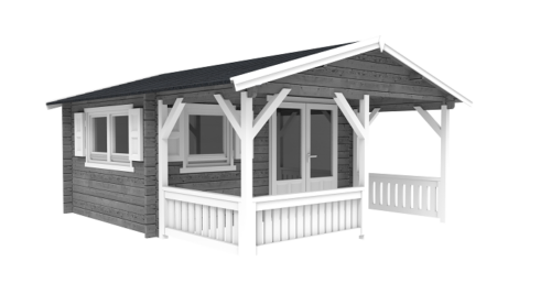 Blokhut 440x440 cm + luifel 200 cm