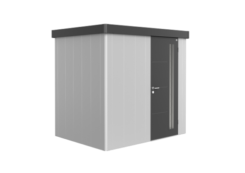 Metalen berging Neo 1B 236x180 cm met enkele deur- Zilver/ donkergrijs