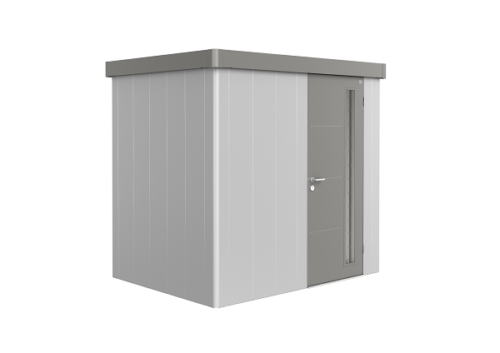 Metalen berging Neo 1B 236x180 cm met enkele deur- Zilver/ kwartsgrijs