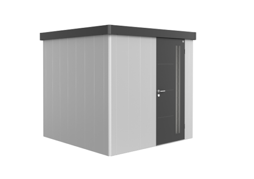 Metalen berging Neo 2B 236x236 cm met enkele deur - Zilver/ donkergrijs