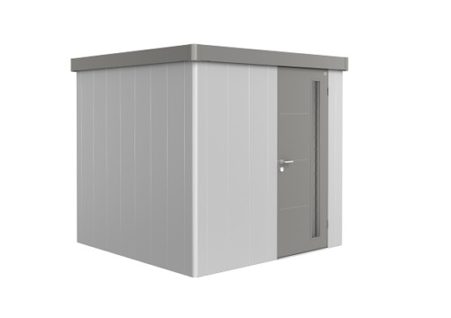 Metalen berging Neo 2B 236x236 cm met enkele deur - Zilver/ kwartsgrijs