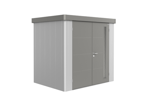 Metalen berging Neo 1B 236x180 cm met dubbele deur- Zilver/ kwartsgrijs