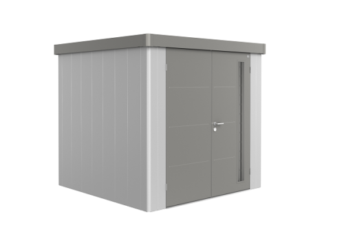 Metalen berging Neo 2B 236x236 cm met dubbele deur - Zilver/ kwartsgrijs