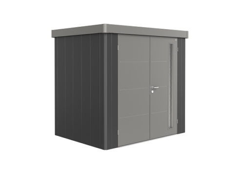 Metalen tuinhuis Neo 1B 236x180 cm met dubbele deur - Donkergrijs/ kwartsgrijs