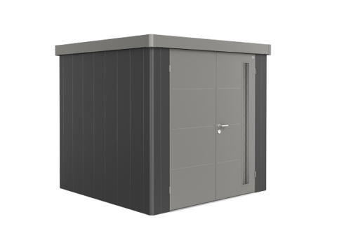 Metalen berging Neo 2B 236x236 cm met dubbele deur - Donkergrijs/ kwartsgrijs