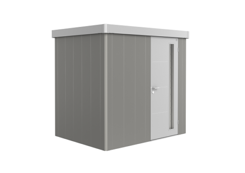 Metalen tuinhuis Neo 1B 236x180 cm met enkele deur - Kwartsgrijs/ zilver