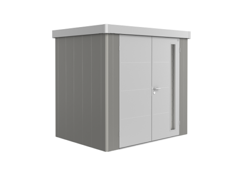 Metalen berging Neo 1B 236x180 cm met dubbele deur - Kwartsgrijs/ zilver