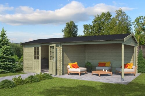 Blokhut Madita Groen Geïmpregneerd 730x350 cm