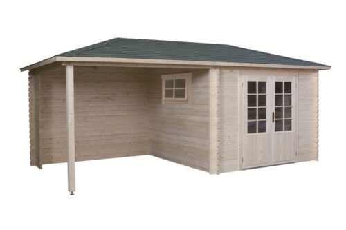 Blokhut 2525Z 250x250 cm + zijluifel 250 cm - geïmpregneerd