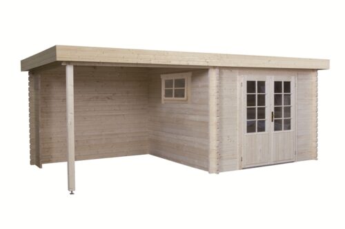 Blokhut 2526Z 250x250 cm + zijluifel 250x250 cm - geïmpregneerd