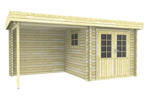 Blokhut 2526Z 250x250 cm + zijluifel 250x250 cm - gecoat