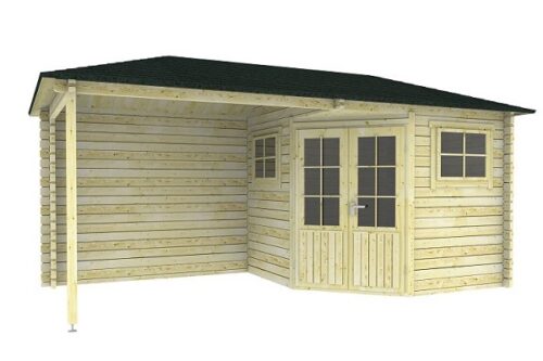 Blokhut 2555Z 250x250 cm + luifel 250 cm - gecoat