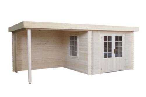 Blokhut 3031Z 300x300 cm + zijluifel 300x300 cm - geïmpregneerd