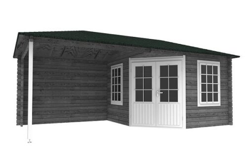 Blokhut 3055Z 300x300 cm + luifel 275 cm - gecoat