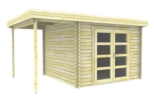 Blokhut 331M 300x300 cm + zijluifel 110 cm - gecoat