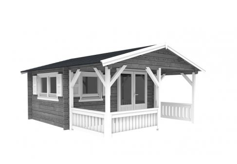 Blokhut 440x340 cm + luifel 200 cm - gecoat