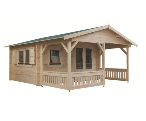 Blokhut 440x440 cm + luifel 300 cm