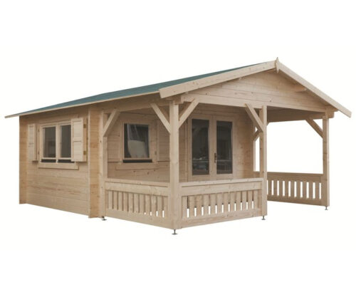 Blokhut 440x440 cm + luifel 300 cm